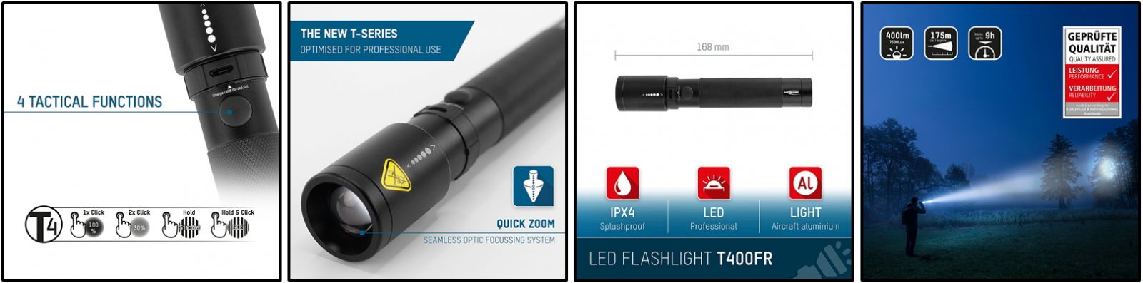 פנס ידני מקצועי נטען אנסמן ANSMANN 1600-0150 FUTURE T400FR